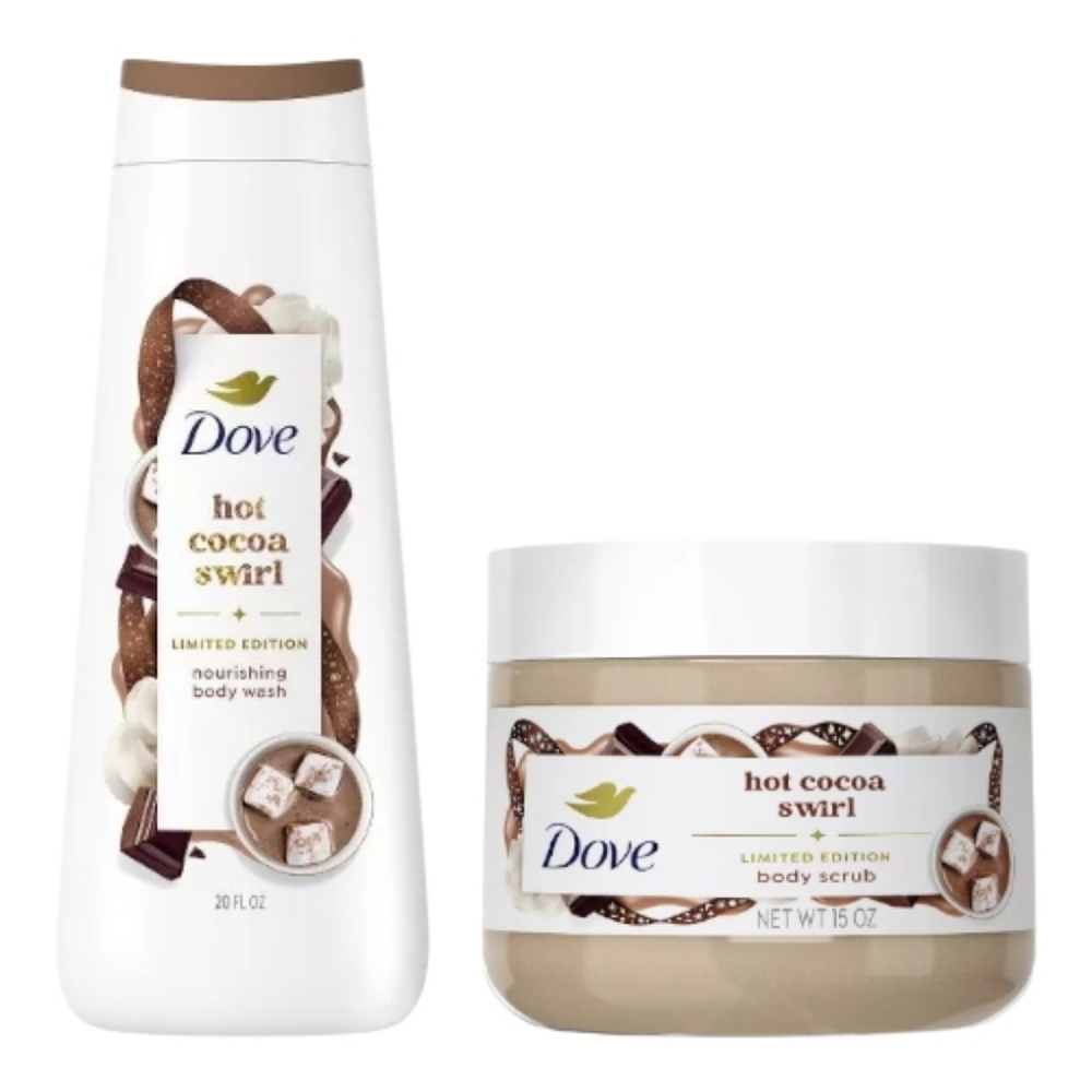 Dove Limited Edition Holiday Treats Body Wash & Scrub Set -  Hot Cocoa Swirl